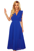 Numoco 315-2 EMILY Pleated dress with frills and neckline - Blue
