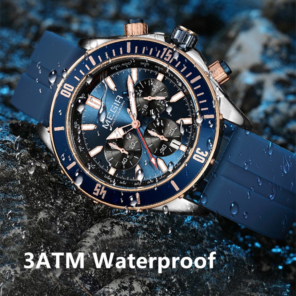 MEGIR Men Watch with Chronograph Fashion Quartz Military Waterproof Calendar Business Casual Wristwatches Clock Montre Homme 2226