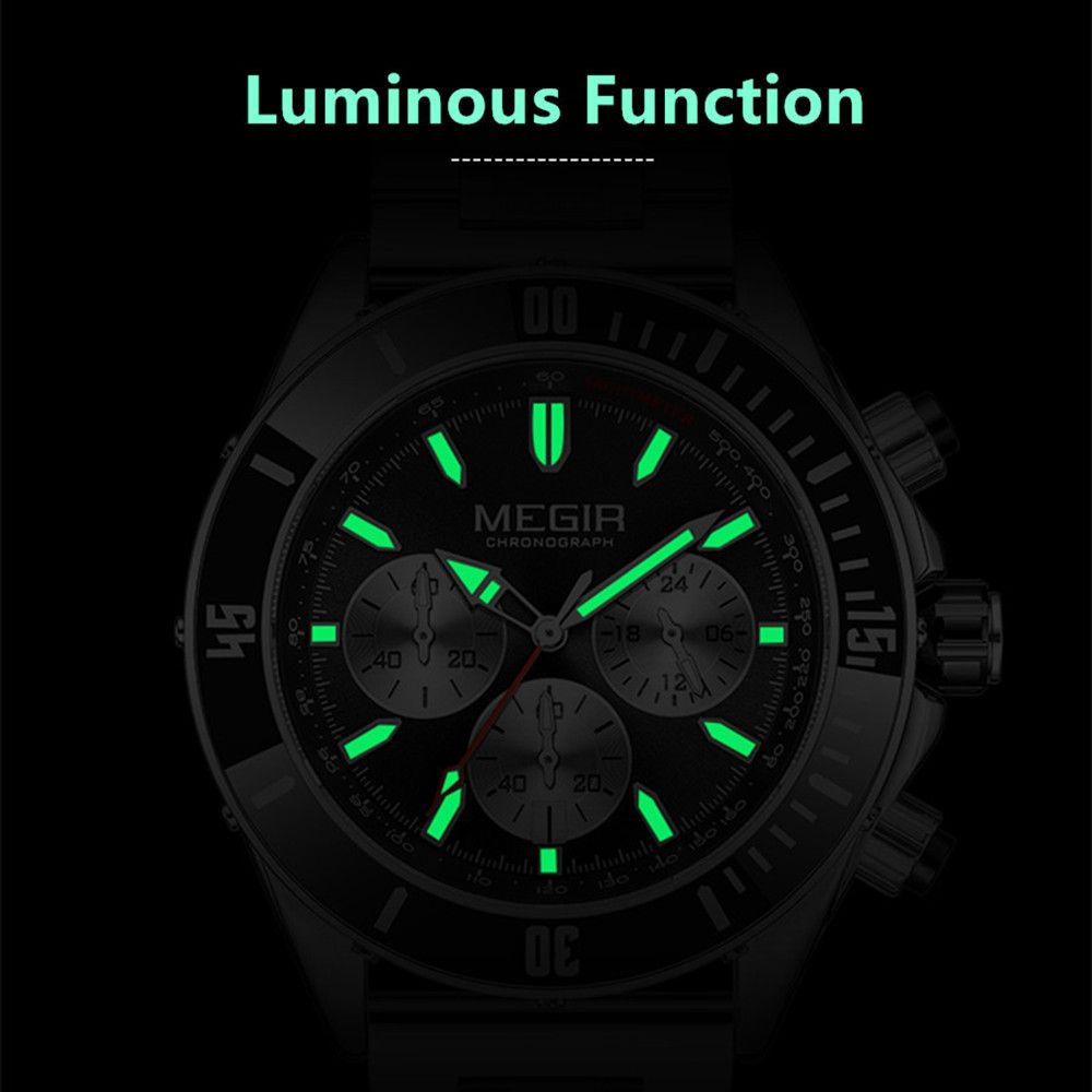 MEGIR Men Watch with Chronograph Fashion Quartz Military Waterproof Calendar Business Casual Wristwatches Clock Montre Homme 2226