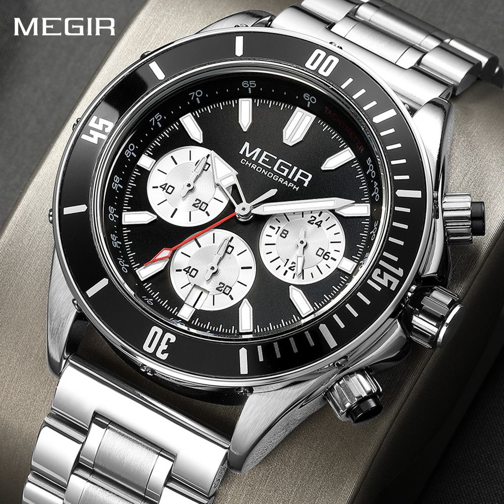 MEGIR Men Watch with Chronograph Fashion Quartz Military Waterproof Calendar Business Casual Wristwatches Clock Montre Homme 2226