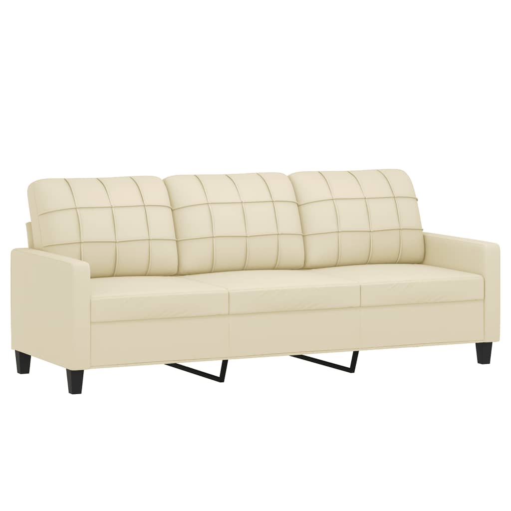NNEVL 2 Piece Sofa Set with Pillows Cream Faux Leather