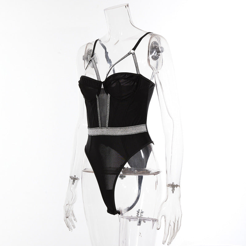 Black Sexy Jumpsuit Hollow Underwear-Side View