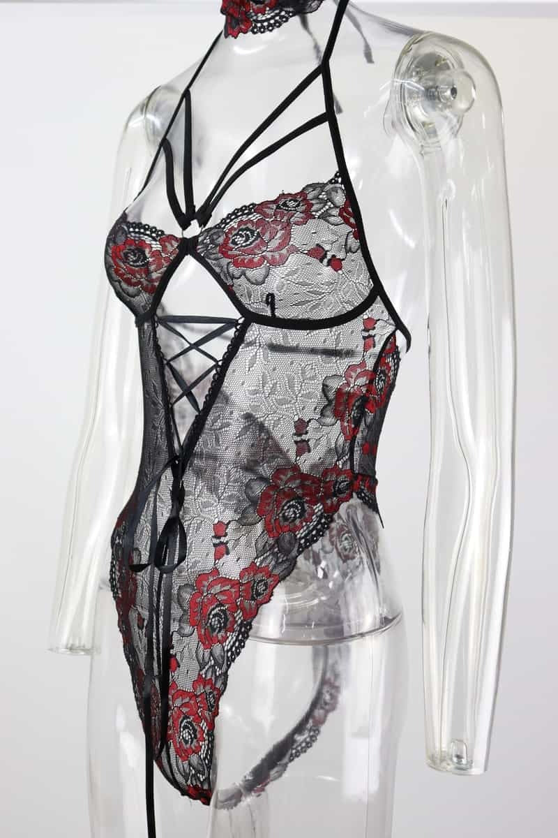 FireBrick Mesh Collar Sexy Teddy Site View