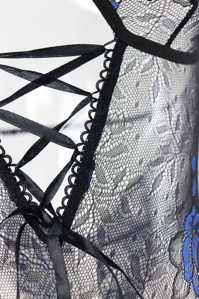 Mesh Collar Sexy Teddy Back Details