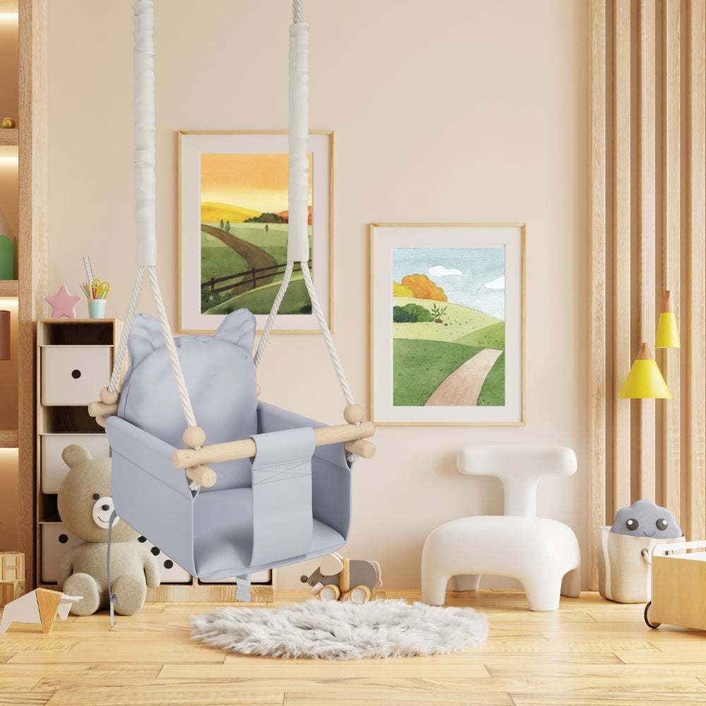 MAMOI® Babyschaukel, Baby schaukel Indoor Outdoor, Kinderschaukel aus Holz, Holzschaukel für Kinder, Schaukeln für türrahmen, Swing, Kleinkinderschaukel ab 1 jahr für Kinderzimmer