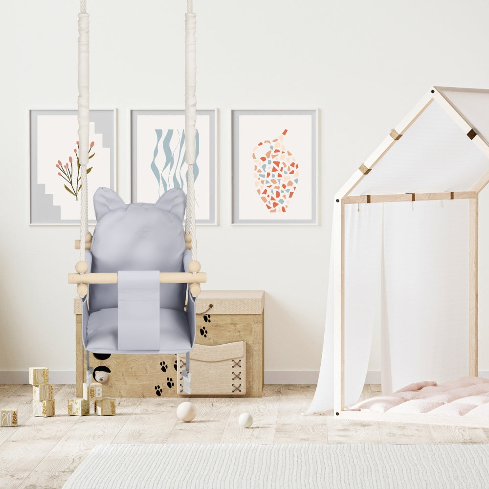 MAMOI® Babyschaukel, Baby schaukel Indoor Outdoor, Kinderschaukel aus Holz, Holzschaukel für Kinder, Schaukeln für türrahmen, Swing, Kleinkinderschaukel ab 1 jahr für Kinderzimmer