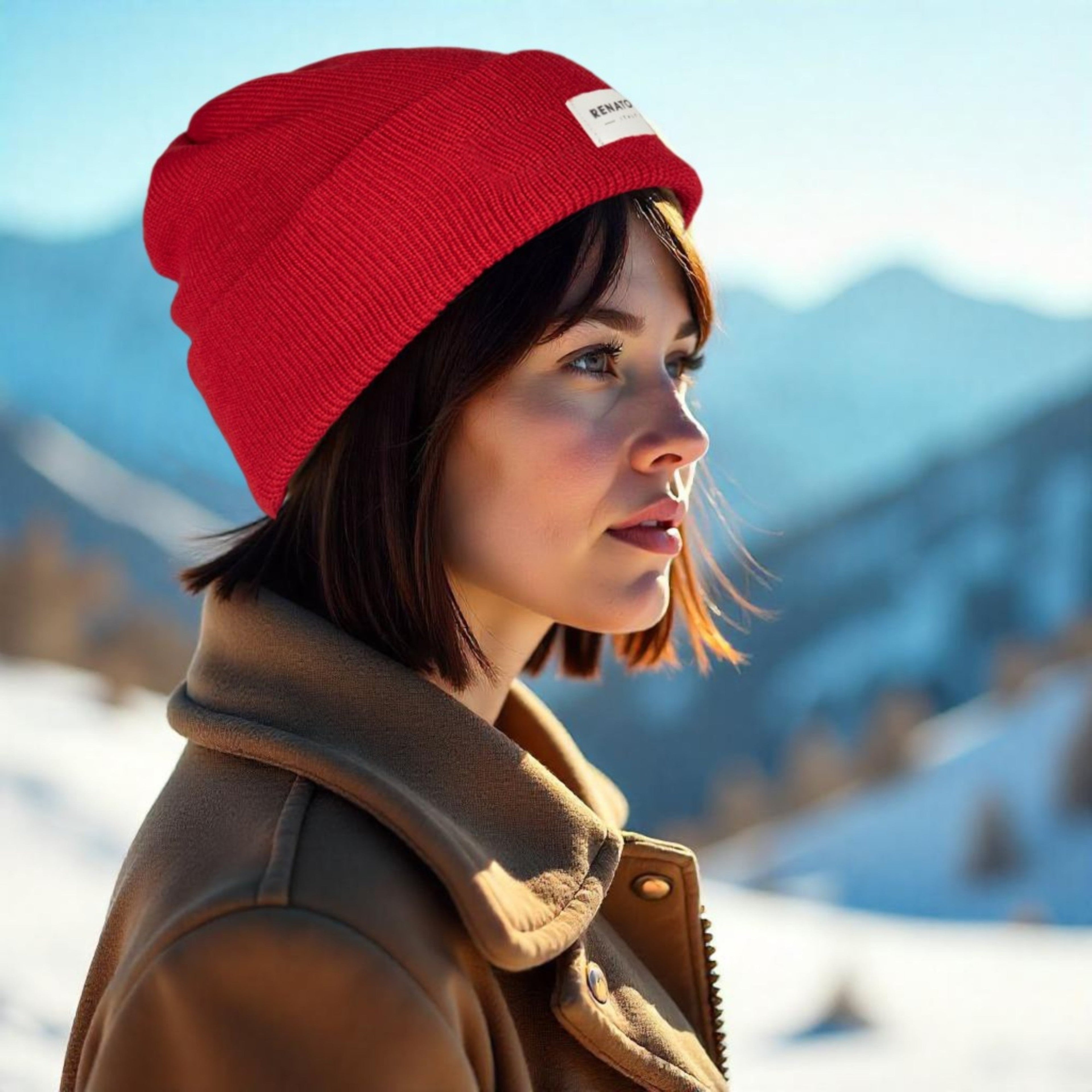 RB5001V  | Berretto in Maglia a doppio strato MONVISO Misto Lana Made in Italy. Colore Rosso - Taglia Unica