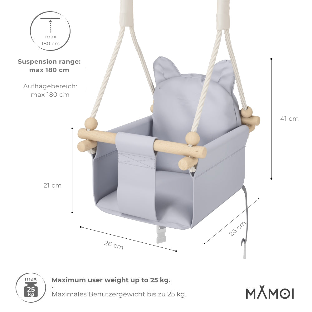 MAMOI® Babyschaukel, Baby schaukel Indoor Outdoor, Kinderschaukel aus Holz, Holzschaukel für Kinder, Schaukeln für türrahmen, Swing, Kleinkinderschaukel ab 1 jahr für Kinderzimmer
