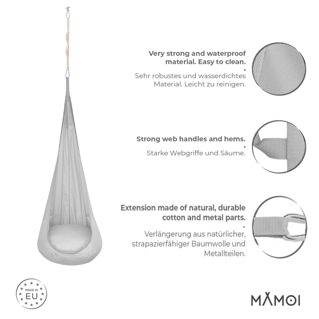 MAMOI® Cocon hamac pour enfant, Fauteuil suspendu pour bebe, Balançoire thérapeutique de coton, Balancoire sensorielle interieur, Jeu sensoriel autisme