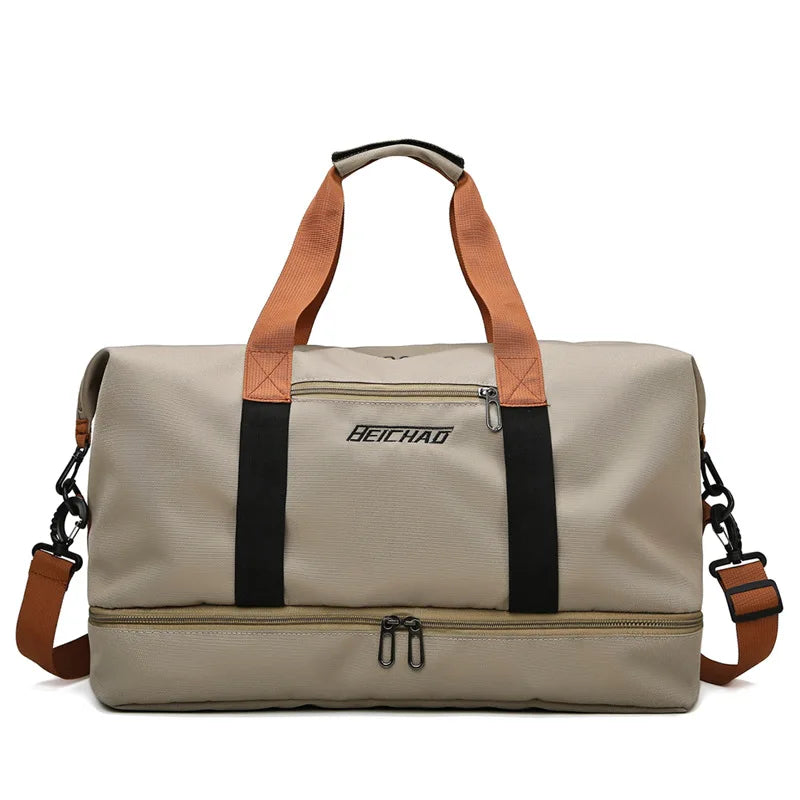 Nylon Travel Gym Duffel Bag Khaki