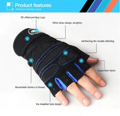 Unisex Gym Gloves with Wrist Support