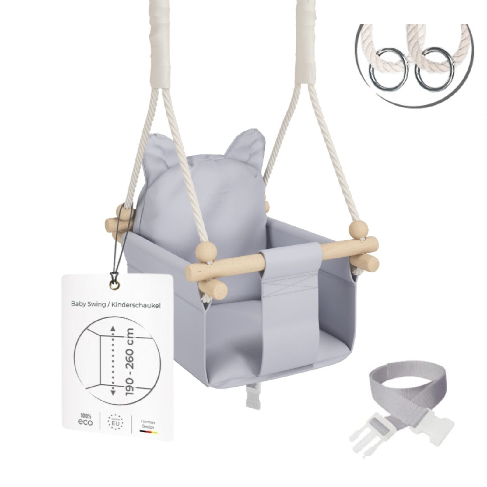 MAMOI® Babyschaukel, Baby schaukel Indoor Outdoor, Kinderschaukel aus Holz, Holzschaukel für Kinder, Schaukeln für türrahmen, Swing, Kleinkinderschaukel ab 1 jahr für Kinderzimmer