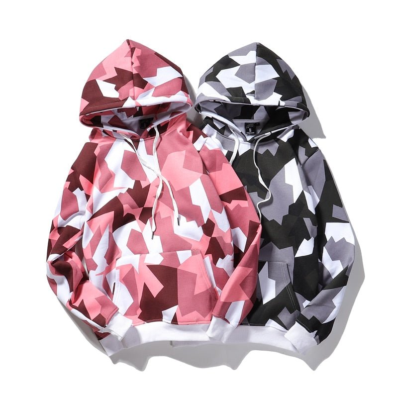 Camouflage Hooded Sweatshirts Fashion Mens Streetwear Hip Hop Skateboard Fleece Hoodies  Autumn Casual Camo