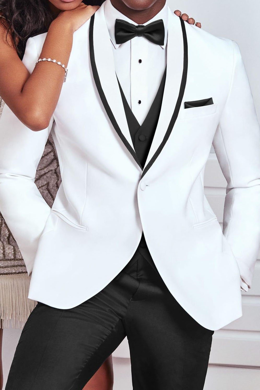 "Crew" White Tuxedo Jacket Shawl (Separates)-0