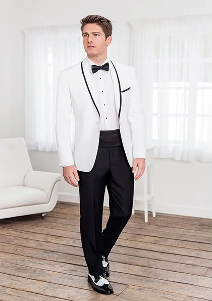 "Crew" White Tuxedo Jacket Shawl (Separates)-1