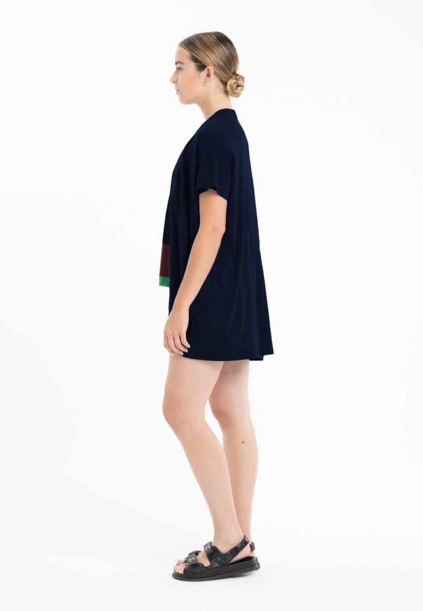 Gilet à manches courtes femme en cachemire & laine ultrafin bleu marine - KELLY 5