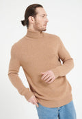 Pull col roulé homme en cachemire 4 fils camel - LUKE 15
