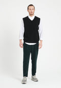 Gilet col V sans manches homme en cachemire noir  - LUKE 9