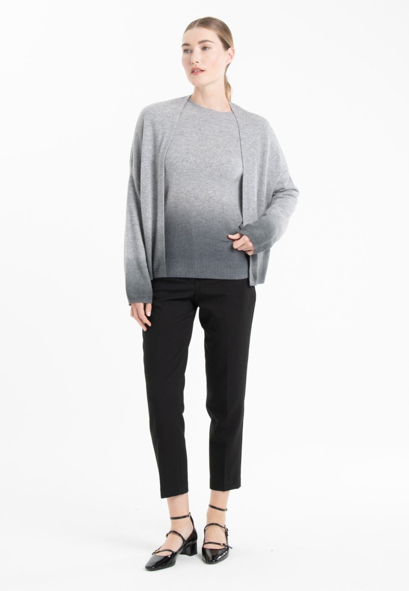 Veste femme en cachemire tie & dye gris clair & gris anthracite - NAMI 12