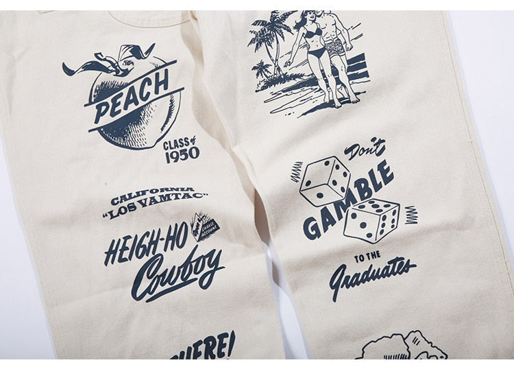 Men High Street Elastic Waist Fashion Baggy Hip Hop Style Men Streetwear