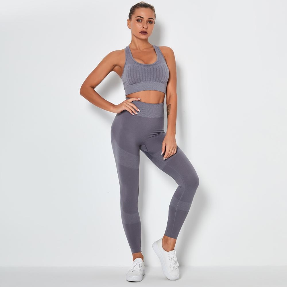 Seamless Yoga Fitness Set Women Sportswear Tank Bra Crop Top Leggings Pants Workout Clothes Gym Clothing 2 Piece Yoga Tracksuit