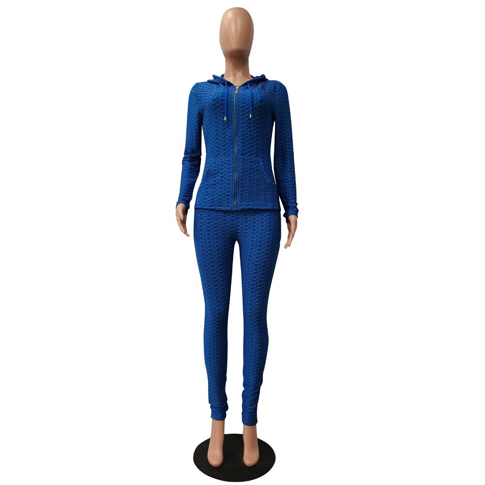 Sportswear Jacquard Hooded Set Gym Fitness Tracksuit Long Sleeve Zipper Hoodies Pencil Leggings Running Traning Outdoor Suit