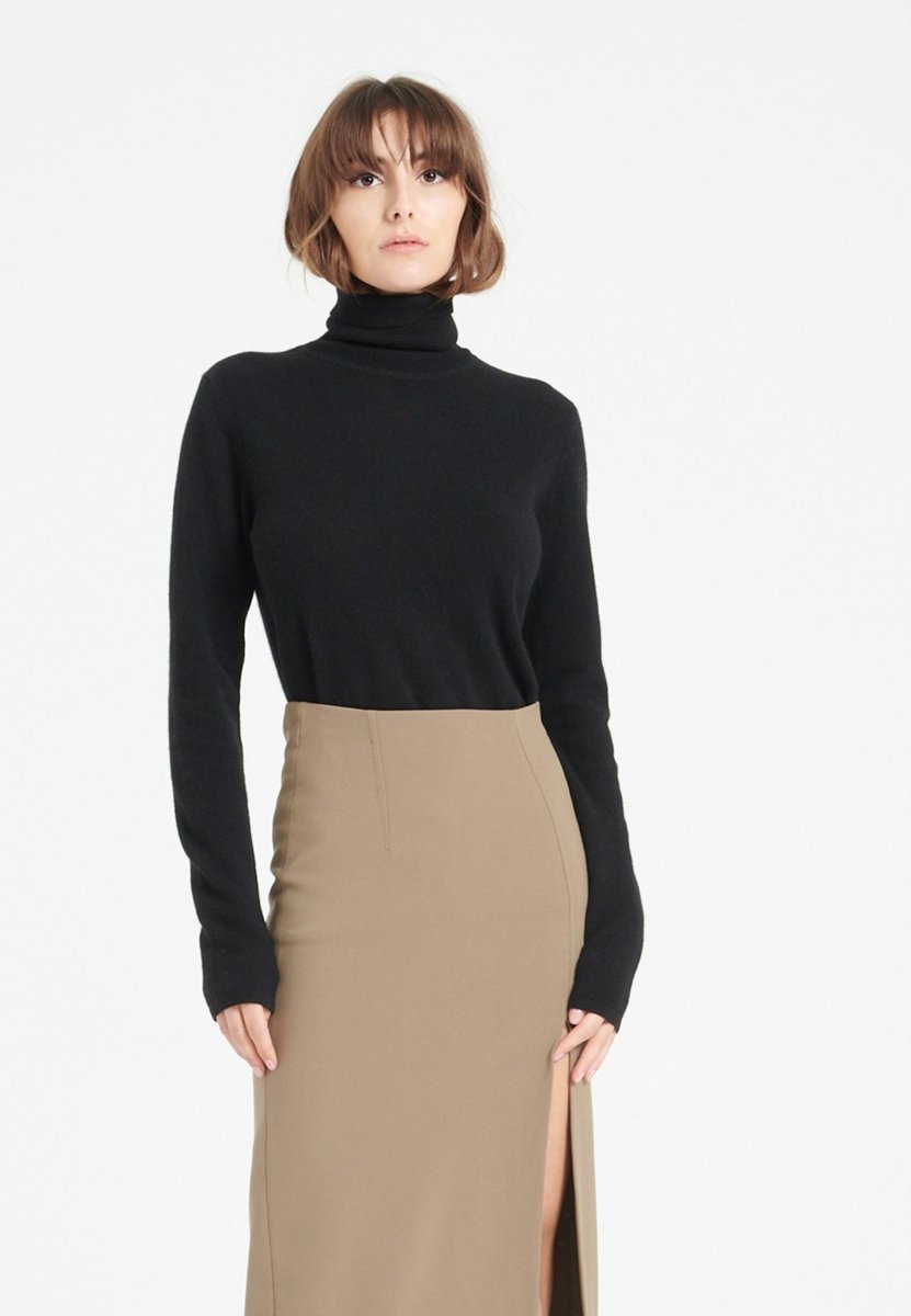 Pull col roulé femme en cachemire noir - LILLY 3