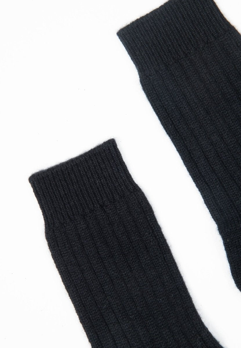 Chaussettes homme en cachemire 4 fils noir - UNI 13