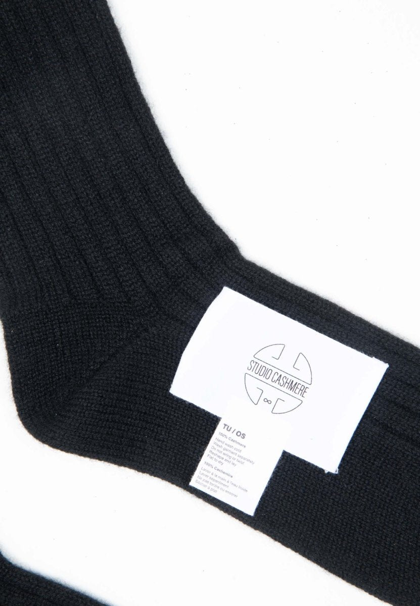 Chaussettes homme en cachemire 4 fils noir - UNI 13