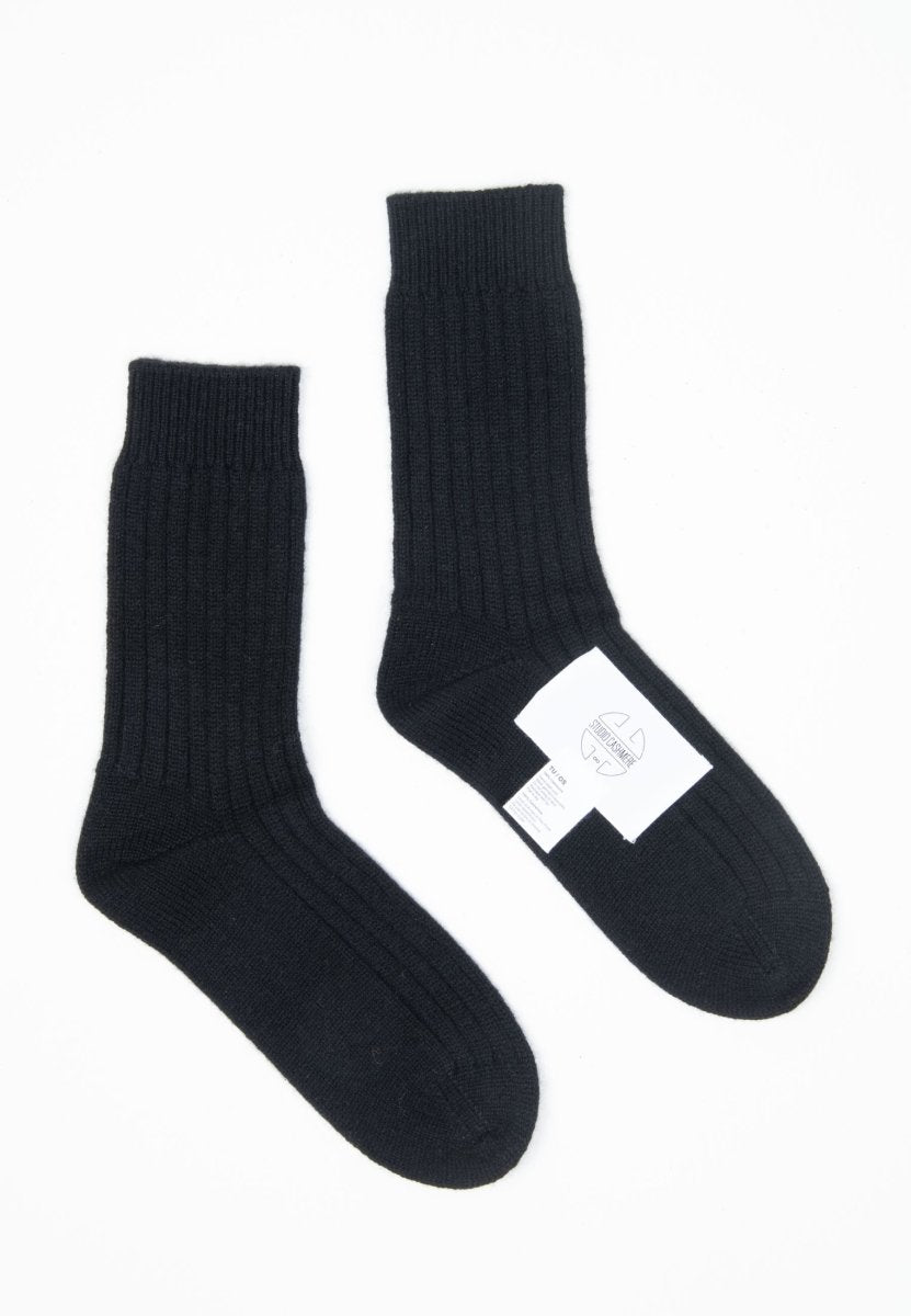 Chaussettes homme en cachemire 4 fils noir - UNI 13